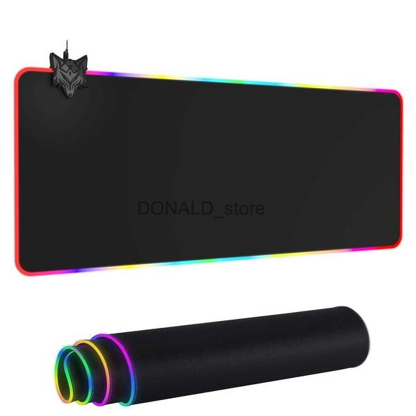 Alfombrillas de ratón Reposamuñecas RGB Gaming Mouse Pad Grande Anime Luminoso Teclado Escritorio Mat XXL Goma LED Luz Mousepad para PC Deskmat J231215