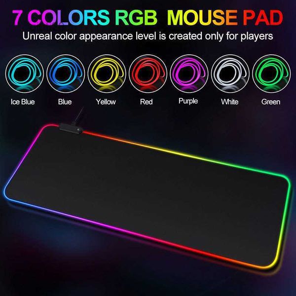 Alfombrillas para ratón Reposamuñecas Alfombrilla de ratón para Juegos RGB Alfombrilla para Gamer con luz Alfombrilla Antideslizante de Goma Grande Almohadillas Grandes PC Teclado para computadora portátil Alfombra de Escritorio L240105