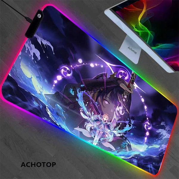 Alfombrillas de ratón Reposamuñecas RGB Genshin Impact Alfombrillas de juego para juegos Alfombrilla de ratón Tamaño de dibujos animados de anime Alfombrilla de ratón para gamers XXL Teclado Escritorio Computadora PC Alfombrilla Notbook Pad. YQ231117