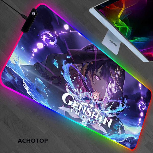 Tapis de souris Repose-poignets RVB Genshin impact Gaming Tapis de jeu Tapis de souris Anime Cartoon xl Taille Gamer Tapis de souris XXL Clavier Bureau Ordinateur PC Tapis Notbook Pad J230422