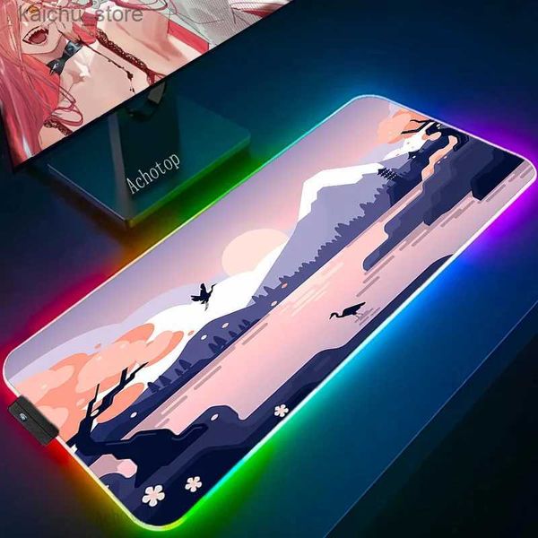 Pads de souris Le poignet repose RVB PAD MONDE PADPORTOP GAMING ACCESSIATIONS MOUSEPAD TAPIS DE SOURIS PINK PASTEL FUJI MAUSE PAD GAMER CAPE AVEC MAUSEPAD Y240419