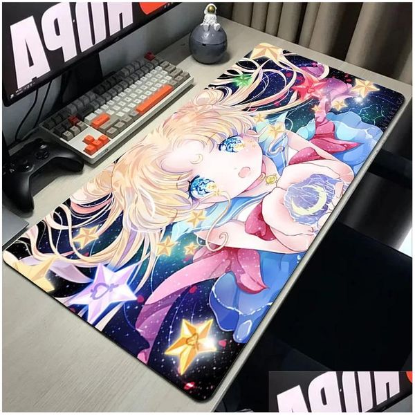 Mouse Pads poignet repose Sailor Moon Pad Mats Mousepad xxl Deskmat Computer et Office grand bureau Mat clavier Gaming PlayMat Deskpad GA OTBKZ