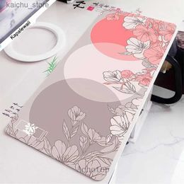 Poussions de souris Le poignet reste Sakura Mouse Pad Gamer Mousepads Big Gaming Mousepad Pink Flower XXL Mouse Mat 900x400 Grand clavier tapis de bureau pour l'ordinateur Y240419