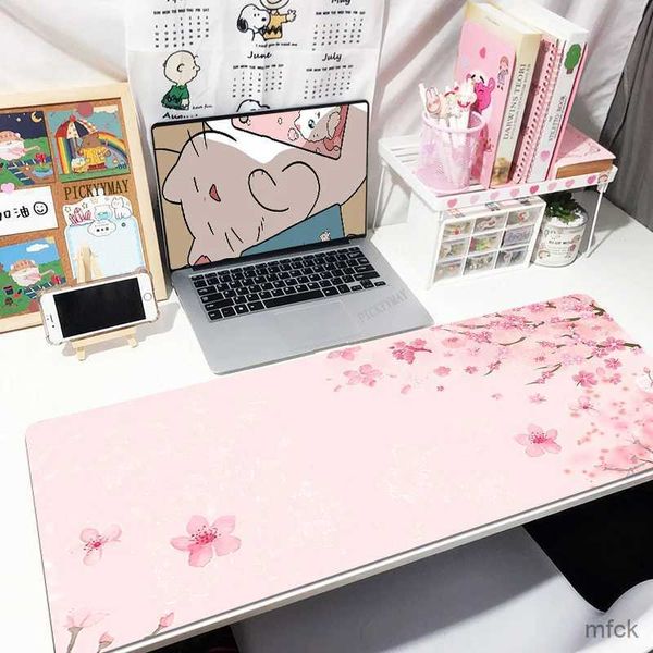 Poussions de souris poignets repose-t-il Sakura Mouse Pads Cherry Table Mats Office Computer Mousepad Company Big Desk Pad 100x50CM