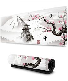 Alfombrillas para ratón Reposamuñecas Sakura Alfombrilla para ratón Alfombrillas de Escritorio para computadora Personalizadas Oficina portátil Alfombrilla de ratón Suave de Caucho Natural Pagoda Japonesa y Flor de Cerezo 231025