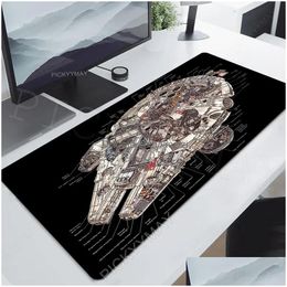 Tapis de souris Repose-poignets Vaisseau spatial Dings Tapis de table Ordinateur Tapis de souris Société Grand tapis de bureau 100 x 55 cm Grand tapis de souris Gamer Tapis Drop D Dhwlz