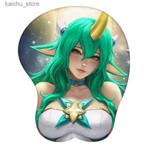 Pads de souris Le poignet reste star gardien Soraka League of Legends anime 3d pad le bracelet de repos metondepad tapis gamer accessory y240419