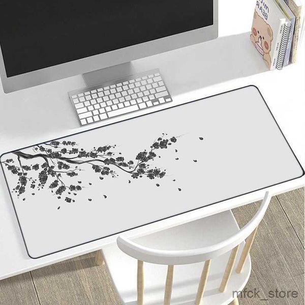 Tapis de souris Repose-poignets style tapis de souris de jeu rose Sakura tapis de souris noir blanc grand tapis de bureau Art tapis de souris tapis pour ordinateur portable Gamer R230830