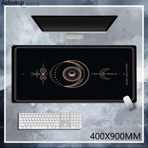 Muisblokken Pols Rests Tarot Large Gaming MousePad Art Cute Black Mouse Pad Compute Mouse Mat Gamer Stitching Desk Mat XXL voor PC Keyboard Mouse Tapijt Y240419