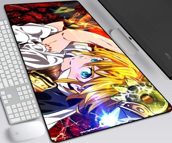 Alfombrillas para ratón Reposamuñecas Los Siete Pecados Capitales 3 mm Anime Alfombrilla Grande Alfombrilla con Impresión HD Computadora Gamer Borde de Bloqueo Alfombrilla para ratón Teclado Mice7023127