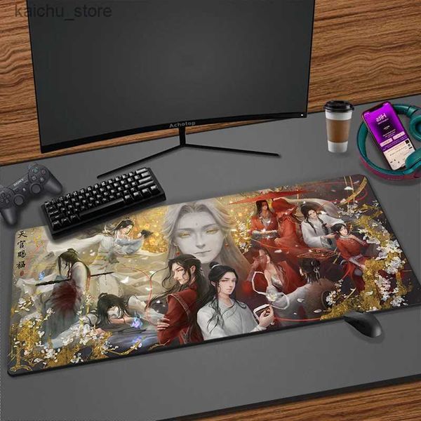 Pads de souris Le poignet repose Tian Guan Ci Fu Pad à la souris Manga Mouse Pad Gamers Rubber Large Mousepad xxl Office Mous Mat Otaku Tapis de Souris Anime 90x40cm Y240419