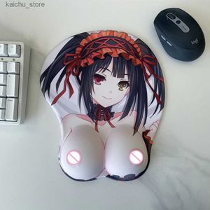 Poussions de souris poignets Rests Tokisaki Kurumi Thémots bombés Mousepad Anime Date A Sexy Sexy Oppai Aldult 3D PAD MOUSE AVEC SILICONE GEL REST Y240419
