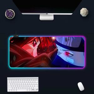 Muisblokken Pols Rests Uchiha Itachi RGB PC Gamer Keyboard Mouse Pad MousePad LED Gloeiende muismatten Rubber gaming Computer Mausepad T230215