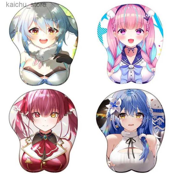 Mouse Pads poignet repose virtuel youtuber hololive usada minato jeu mignon anime 3d joueur kawaii sexy oppai mouspad silica gel repos souris pad y240419