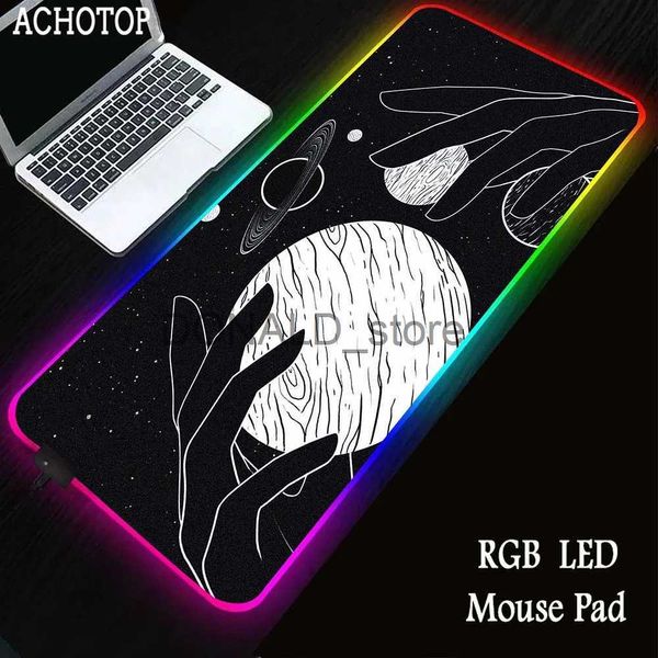 Tapis de souris Repose-poignets Sorcières Lune Tarot RVB Gaming Rétro-éclairé Tapis de souris XXL Grand tapis de souris pour ordinateur portable Tapis de jeu Tapis de clavier Tapis de bureau Gamer J231215