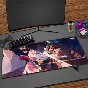 Muisblokken Pols Rests XXL Game Honkai Impact Large Gaming MousePad Sexy Girl Muse Pads Laptop Tabel Mat PC Accessoires Lock Edge Mouse Pad Gamer Mat Y240419