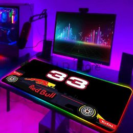 Muismatten Polssteunen Xxl Gaming RGB-muismat F1 Racer 33-nummer Bureaumat LED-muismat Gamer Laptopaccessoires Bureaubeschermer Toetsenbordmat Anime-matten J231215