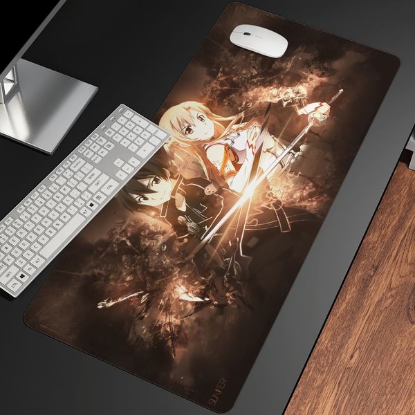 Tapis de souris Repose-poignets XXL La Légende de l'Épée Beau Motif Tapis de Bureau Anime Tapis HD Impression Ordinateur Gamer Verrouillage Bord Gaming 230823