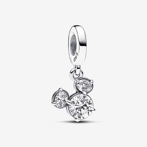 Souris Sparkling Head Silhouette Dangle Charm Pandoras 925 Sterling Silver Bijoux de luxe Charm Set Bracelet Making Charms Designer Collier Pendentif Boîte originale