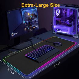 Tapis de souris tapis de souris de jeu tapis de souris Gamer grand tapis de souris tapis de souris RGB tapis rétro-éclairé XXL pour bureau d'ordinateur Mauspad avec rétro-éclairage