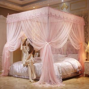 Moustiquaire Canopy Four Corner Post Student Canopy Bed Mosquito Net Netting 1.8mx2m Geen frame 210316