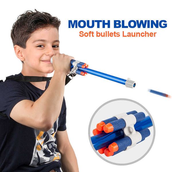 Lanzador de balas blandas que sopla la boca, venta al por mayor, serie n-strike Elite Mega Rival para niños, regalos adecuados para pistola de juguete Nerf
