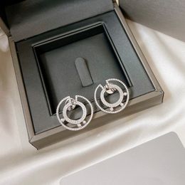 Verplaats Romane Designer oorbellen oorrel terug voor vrouw diamant 925 zilvergouden vergulde 18k kristal luxe merkontwerper Europees maat sieraden met doos 018