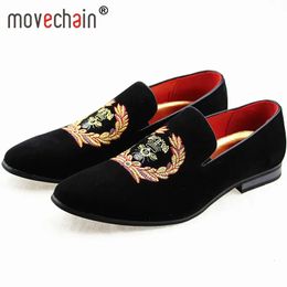 MOVECHAIN MENS SUEDED Cuir Mood Mens Mens Casual Embroids Moccasins Oxfords Chaussures Man Party Driving Flats EUR TAILLES 38-45 240510