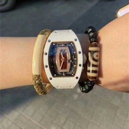 Movimiento Richarmilles Reloj 007 Blanco lujo Ocio RM07-02 Reloj con cinta de cerámica para mujer Reloj de negocios RM068-01 L FVSH