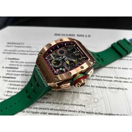 Uurwerk Richarmilles Horloge Luxe Rose Zwitsers Mechanisch Rm65-01 Volautomatische Gouden Skeleton Horloges Wijzerplaat Automatisch Opwinden Split-seconden Chronograaf L