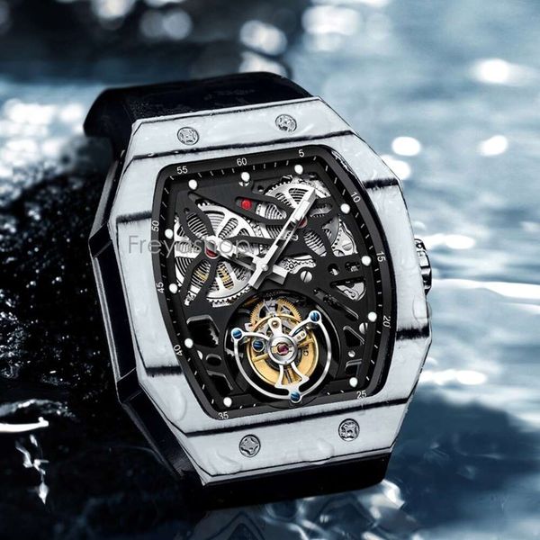 Montre à mouvement RM de forme carrée, marque AESOP, squelette Super ajouré, Tourbillon volant lumineux automatique