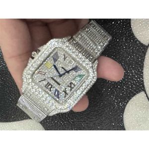 Mouvement Montre Avec Diamant Montre Homme Montres Diamant Bracelet En Acier Fin Verre Saphir Imperméable Et Résistant À La Transpiration Montre Homme Mouvement I45C