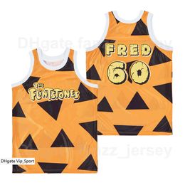 Movi Th Flintstons 60 Frd Basktball Jrsy 90s Hip Hop High School Brathabl Hiphop Yllow Tam Kleur voor sportfans Pur Katoenen shirt Topkwaliteit Mn