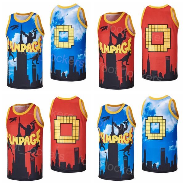 Movie 0 SKYLINE Rampage Basketball Jersey Film Retro City The Rampage Video Game Retro HipHop University Pour les fans de sport Respirant Summer Pure Cotton Retire Shirt