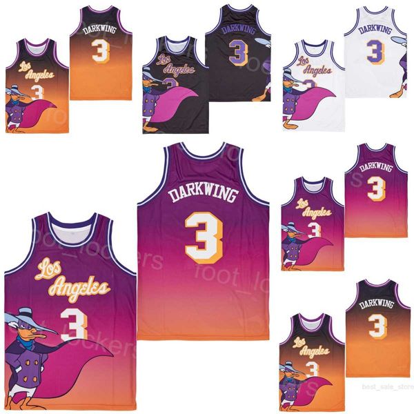 Film 3 Bande Dessinée Darkwing Film Maillots De Basketball Rétro 1992 LA Los Angeles Pour Les Amateurs De Sport Pur Coton Respirant Vintage HipHop Pull College Broderie Été