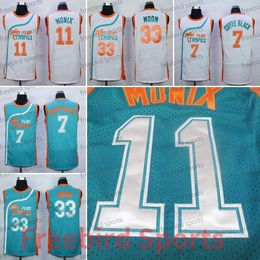 Film 33 Jackie Moon Basketball Jersey 7 Coffee Black Ed 11 Monix Semi Pro Movie Flint Tropics Basketball Jerseys Green White Mens gestikt ademend