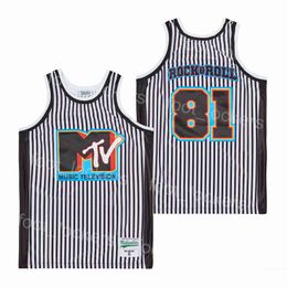 Película 81 Rock Roll Camisetas de baloncesto Película Música Televisión MTV Escuela secundaria Transpirable Negro Retro Para fanáticos del deporte Camisa de verano universitaria de algodón puro HipHop Verano