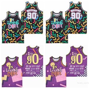 Film 90 WAYANS Jersey Basketball TV Series In Living Color 1990 Retro Sport Pullover College Respirant Vintage HipHop University Stitched Team Broderie Bon