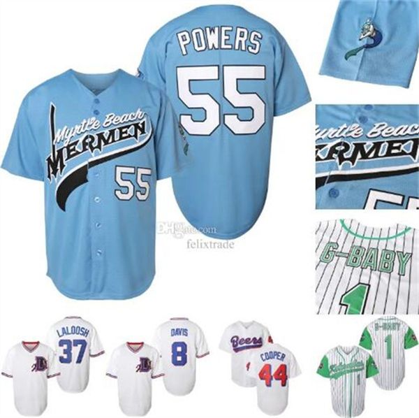 Maillots de baseball de film Bad Boy Kekambas Hommes # 1 G-Baby Jarius 55 Kenny Powers # 44 Joe Coop Cooper BEERS Vêtements de sport en plein air Broderie cousue