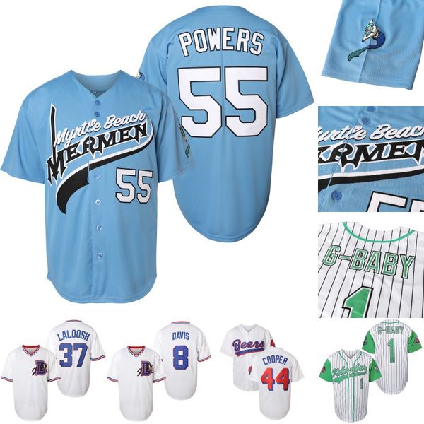 Maillots de baseball de film Bad Boy Kekambas Men's Men's # 1 G-Baby Jarius 55 Kenny Powers # 44 Joe Coop Cooper Beers Outdoor Sportswear Embroides Couture Hip-Hop Street Culture