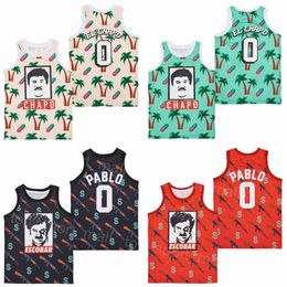 Film Basketball 0 Maillot El Chapo Série télévisée COCO Verdure Pablo Escobar Rétro HipHop Collège Pour les fans de sport Respirant Pur coton Retraite Marron Rouge Noir Vert