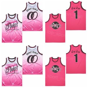 Película Baloncesto 1 PINKYS DAY DAY Jersey Hombres PRÓXIMO VIERNES RECORDS AIRBRUSH NICKELODEON Retro HipHop Pink Team College Para fanáticos del deporte Algodón puro Retiro Transpirable