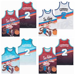 Movie Basketball 2 Wile e Coyote Jersey Film X Looney Tunes Retro White Purple Team Sport Pure katoen met pensioen