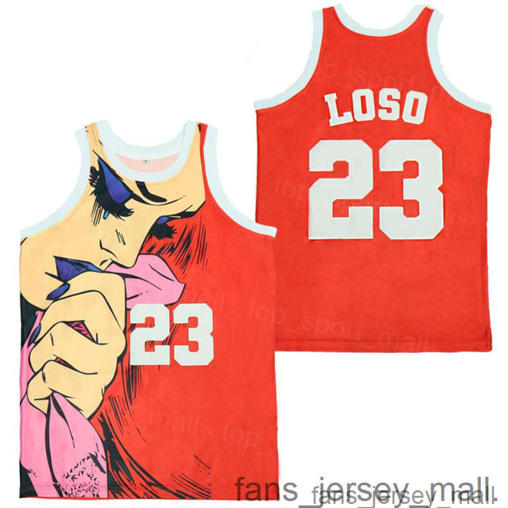 Film Basketball 23 Shootout Loso Jersey Summertime Fabolous HipHop High School University für Sportfans Vintage Atmungsaktives genähtes Pullover Team Red Shirt