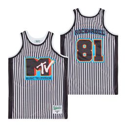 Movie Basketball 81 Rock Roll Jersey Music Televisie MTV High School Ademend team Black Retro Hiphop voor sportfans Pure Cotton College Summer Shirt Hiphop