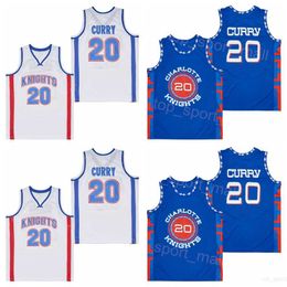 Movie Basketball Christian Knights 20 Stephen Curry Jerseys Mans Retro pullover Ademend Vintage Hiphop College White Team Blue Shirt For Sport Fans Embroidery