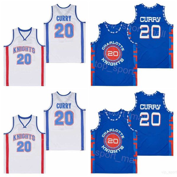 Film Basketball Christian Knights 20 Stephen Curry Jerseys Mans Rétro Pull Respirant Vintage HipHop College Blanc Équipe Chemise Bleue Pour Les Fans De Sport Broderie