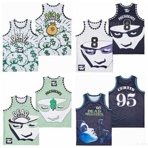 Film Basketball Film Dead Presidents Jerseys 95 Anthony Curtis 8 Conspiracy Theory Sacs d'argent 1995 Retro Pullover College Respirant High School Cousu Couleur