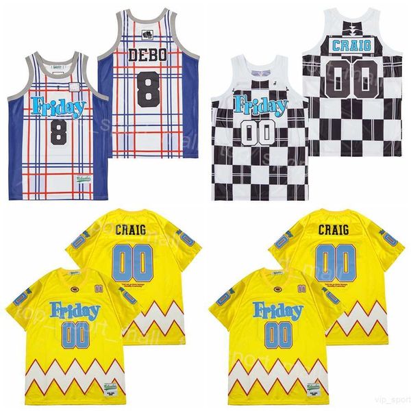 Film Basketball Friday 00 Craig Jones Jerseys 8 Debo 1995 Retro HipHop University pour les fans de sport respirant pur coton retraité noir rouge jaune équipe couleur chemise