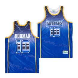 Película Baloncesto Fruytful Saynges de David Dennis Rodman Jersey 10 UniformCollege HipHop Todo el equipo cosido Color azul Escuela secundaria universitaria para fanáticos del deporte Hip Hop